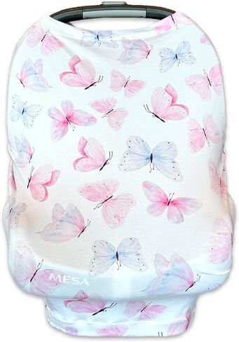 K&Di Baby Car Seat Cover Breathable, Washable & Stretchy | Shopping Cart, Stroller Cover & Blocks Sunlight | Nursing Cover Breastfeeding Scarf | Canopy Covers | Infant Baby Gift (Butterfly Design) in Saudi Arabia