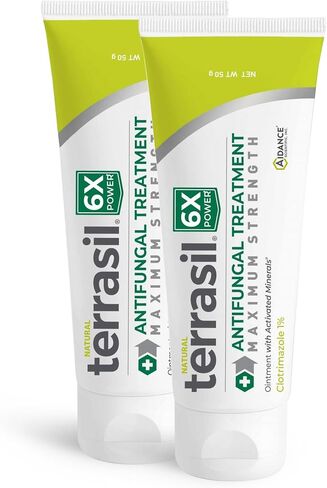 كريم تيراسيل المضاد للفطريات ماكس 6X، علاج فعال لكلوتريمازول مثبت سريريًا لفطريات الجلد. راحة مهدئة: حكة اللعب، قدم الرياضي، عدوى الخميرة الفطرية، السعفة، سعفة (50 جم 2-حزمة) in Kuwait