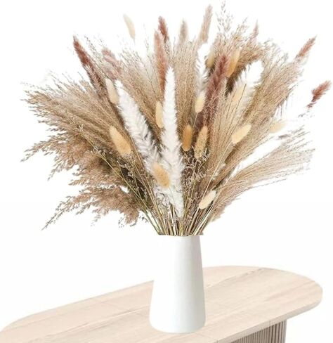 Natural Dried Pampas Grass Decor [85 Pcs Set] Pompas Flowers Bouquet and Dry Pampass Grass for Home Decorations, Autumn Floral Boho Decor, Phragmites Wedding Decoration Arrangements in Saudi Arabia