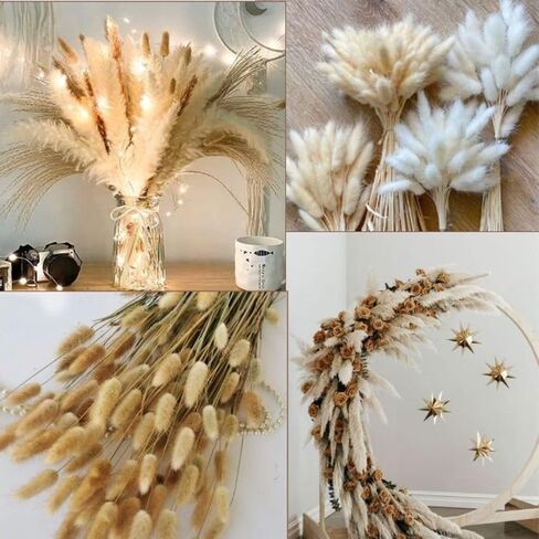 Natural Dried Pampas Grass Decor [85 Pcs Set] Pompas Flowers Bouquet and Dry Pampass Grass for Home Decorations, Autumn Floral Boho Decor, Phragmites Wedding Decoration Arrangements in Saudi Arabia