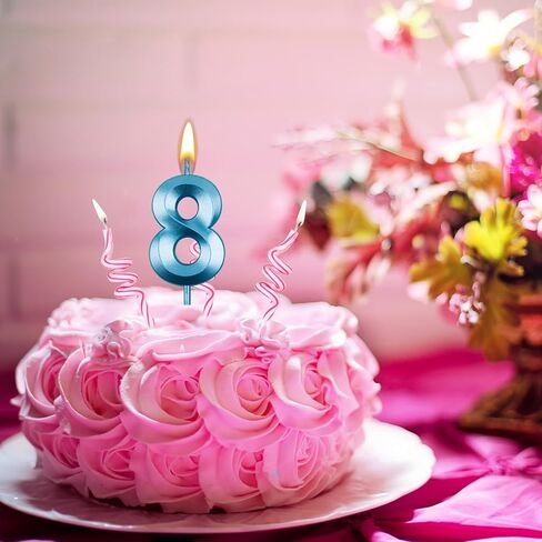شموع كعكة عيد الميلاد رقم 4، شمعة عيد ميلاد برقم ثلاثي الأبعاد، زينة لتزيين كعكة عيد الميلاد الرابع (ذهبي) in Kuwait