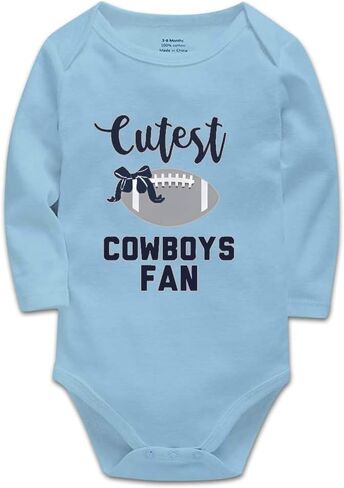 Cutest Cow/Boys Football Fan Quote Baby Bodysuit Baby Onesie White Long Sleeve 0-24Months in Saudi Arabia