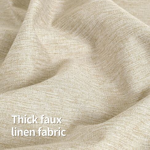 ستائر تعتيم كتان من كويماس لغرفة النوم بطول 63 بوصة لوحتين، ستائر معزولة حراريًا بنسبة 100% لمنع الضوء لتغميق الغرفة، ستائر نافذة بحلقات معدنية عازلة للصوت (52 × 63 بوصة، أبيض عاجي) in Kuwait