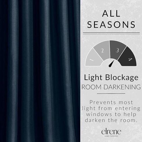 Elrene Home Fashions All Seasons Energy Efficient Room Darkening Rod Pocket Window Panel, 52" x 84" (1), Ivory in Kuwait