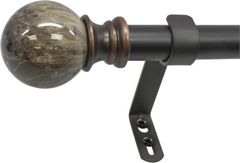 Decopolitan 29653-AS72 Marble Ball Single Curtain Rod Set, 72 to 144 Inches, Antique Silver in Kuwait