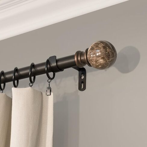 Decopolitan 29653-AS72 Marble Ball Single Curtain Rod Set, 72 to 144 Inches, Antique Silver in Kuwait