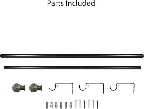 Decopolitan 29653-AS72 Marble Ball Single Curtain Rod Set, 72 to 144 Inches, Antique Silver in Kuwait