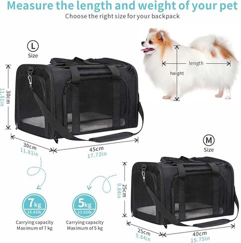 MIFAFA Pet Big Cat Rabbit Puppy Dog Body Large Medium Small Soft Car 18x11x11 Collapsible Travel Transport Cage Carrier Bag 0-15 15-20 lbs TSA Mr Peanuts Delta Southwest FAA Airline Approved(Large) in Kuwait