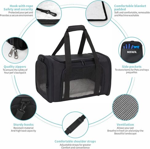 MIFAFA Pet Big Cat Rabbit Puppy Dog Body Large Medium Small Soft Car 18x11x11 Collapsible Travel Transport Cage Carrier Bag 0-15 15-20 lbs TSA Mr Peanuts Delta Southwest FAA Airline Approved(Large) in Kuwait