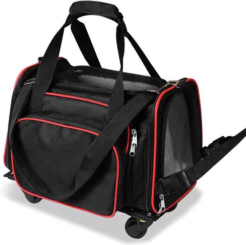 حاملة الحيوانات الأليفة المحمولة للسفر 3 في 1 من فلوبي دوج للكلاب والقطط، يصل وزنها إلى 12 رطلاً وطولها 10 بوصات. عجلات قابلة للإزالة، وحقيبة حمل ناعمة الجوانب وقابلة للتوسيع، ونوافذ تهوية شبكية ومعتمدة من شركات الطيران. in Kuwait