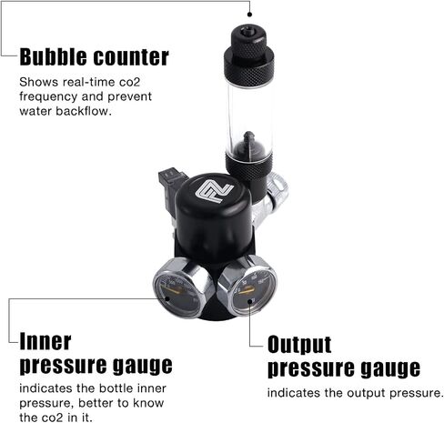 FZONE Aquarium CO2 Regulator for Paintball with DC Solenoid and Aluminum Alloy Bubble Counter and Check Valve in Kuwait