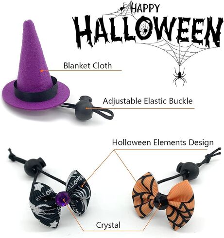Vehomy 2 Sets Bearded Dragon Halloween Costume- Lizard Halloween Witch Hat Hamster Halloween Hat Bearded Dragon Bowties Reptile Halloween Hat Bowtie Costume for Hamster Lizard Bird Parrot 4pcs in Saudi Arabia