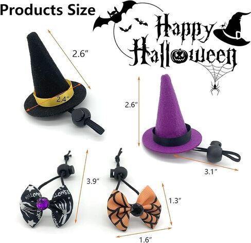 Vehomy 2 Sets Bearded Dragon Halloween Costume- Lizard Halloween Witch Hat Hamster Halloween Hat Bearded Dragon Bowties Reptile Halloween Hat Bowtie Costume for Hamster Lizard Bird Parrot 4pcs in Saudi Arabia