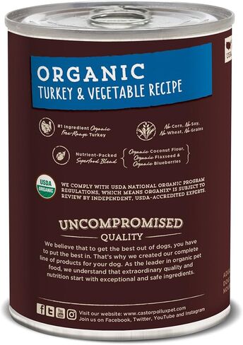 Castor & Pollux Organix Grain Free Organic Turkey & Vegetable Recipe Adult Canned Dog Food, (12) 12..7oz cans in Kuwait