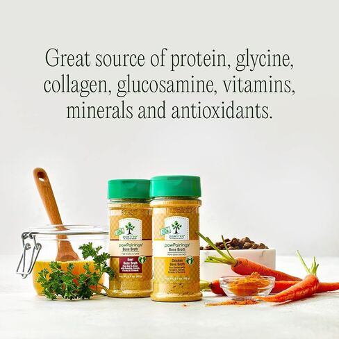 مسحوق مرق العظام من pawTree pawPairings، معزز للنكهة لأي طعام للقطط أو الكلاب - مصدر للبروتين والجليسين ومضادات الأكسدة - مرق عظام الدجاج - 3 أونصة in Kuwait