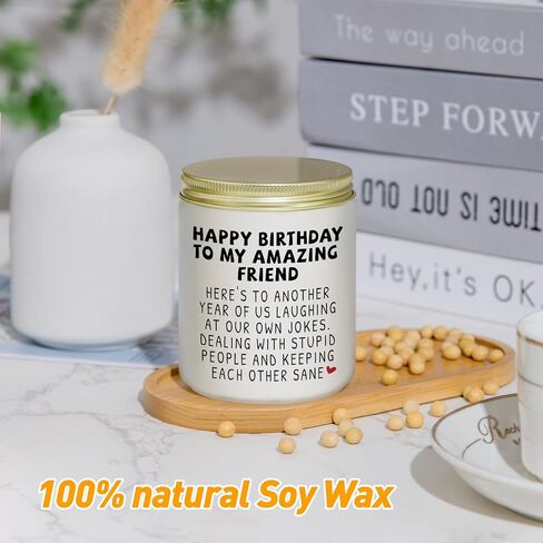 Happy Birthday Gifts for Women - Funny Best Friend Friendship Gifts for Women Friends, Birthday Gifts for Best Friend Bestie BFF Coworker Classmate Women, Lavender Candle Gifts in Saudi Arabia