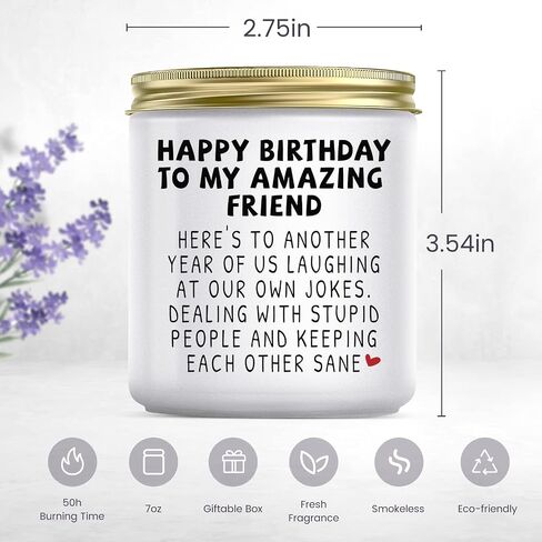 Happy Birthday Gifts for Women - Funny Best Friend Friendship Gifts for Women Friends, Birthday Gifts for Best Friend Bestie BFF Coworker Classmate Women, Lavender Candle Gifts in Saudi Arabia