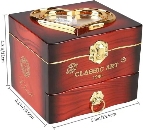 صندوق مجوهرات موسيقي، صندوق مجوهرات موسيقي للفتيات على شكل راقصة الباليه، علبة موسيقى بيضاء للأطفال مع درج وهدية لحن بحيرة البجع لصديقته في عيد ميلاد عيد الميلاد وعيد الحب (بني) in Kuwait