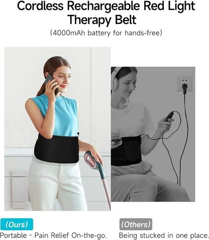 ALLJOY [2024 Newest] Cordless Red Light Therapy Belt Infrared Light Therapy for Body, 660nm 850nm Near Infrared Light Therapy Device for Waist Muscle Soreness Decrease Inflammation Skin Care in Kuwait