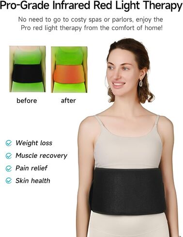 ALLJOY [2024 Newest] Cordless Red Light Therapy Belt Infrared Light Therapy for Body, 660nm 850nm Near Infrared Light Therapy Device for Waist Muscle Soreness Decrease Inflammation Skin Care in Kuwait