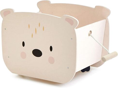 Tender Leaf Toys - Pull Along Bear Cart for Kids - Wooden Cart with Wheels for Moving Play Toys Books for Kids 3 Years+ in Saudi Arabia