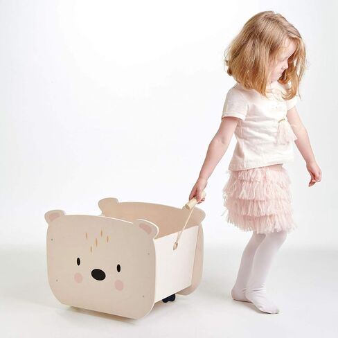 Tender Leaf Toys - Pull Along Bear Cart for Kids - Wooden Cart with Wheels for Moving Play Toys Books for Kids 3 Years+ in Saudi Arabia
