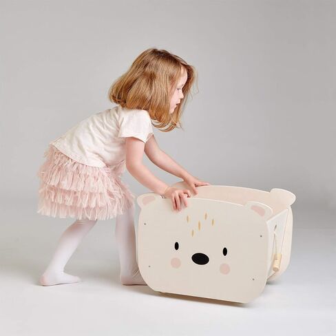 Tender Leaf Toys - Pull Along Bear Cart for Kids - Wooden Cart with Wheels for Moving Play Toys Books for Kids 3 Years+ in Saudi Arabia