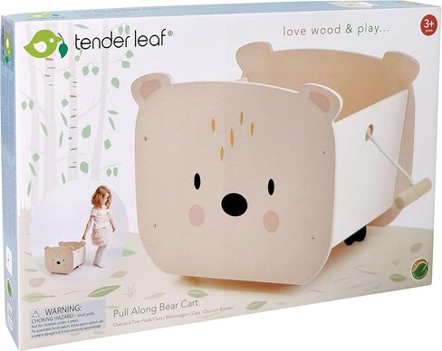 Tender Leaf Toys - Pull Along Bear Cart for Kids - Wooden Cart with Wheels for Moving Play Toys Books for Kids 3 Years+ in Saudi Arabia