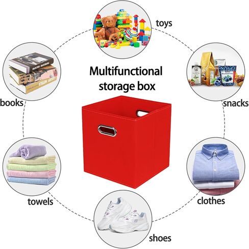 صناديق تخزين قماشية من STOREONE، حاويات سلال مكعبات - (11X11X11 بوصة) مع مقابض مزدوجة لخزانة الرف، ومنزل الحضانة، ومنظمات غرفة النوم، مجموعة قابلة للطي من 3 (أزرق داكن) in Kuwait