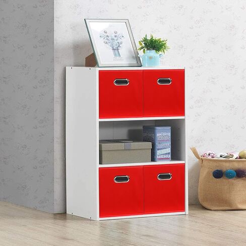 صناديق تخزين قماشية من STOREONE، حاويات سلال مكعبات - (11X11X11 بوصة) مع مقابض مزدوجة لخزانة الرف، ومنزل الحضانة، ومنظمات غرفة النوم، مجموعة قابلة للطي من 3 (أزرق داكن) in Kuwait