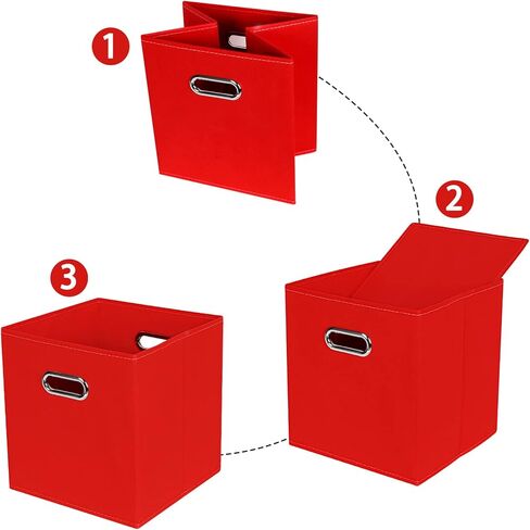 صناديق تخزين قماشية من STOREONE، حاويات سلال مكعبات - (11X11X11 بوصة) مع مقابض مزدوجة لخزانة الرف، ومنزل الحضانة، ومنظمات غرفة النوم، مجموعة قابلة للطي من 3 (أزرق داكن) in Kuwait