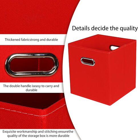 صناديق تخزين قماشية من STOREONE، حاويات سلال مكعبات - (11X11X11 بوصة) مع مقابض مزدوجة لخزانة الرف، ومنزل الحضانة، ومنظمات غرفة النوم، مجموعة قابلة للطي من 3 (أزرق داكن) in Kuwait