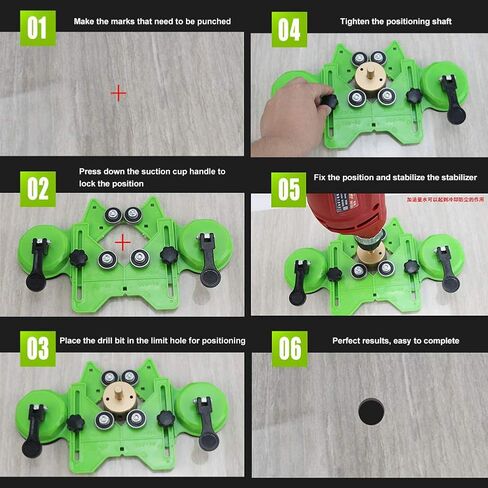 دليل منشار ثقب مثقاب MOFUCA، دليل منشار ثقب مثقاب قابل للتعديل لقاطع ثقب البلاط وحامل تحديد الموقع للسيراميك والبلاط والزجاج (أخضر) in Kuwait