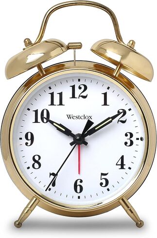 Westclox Big Ben Gold Twin Bell Alarm Clock | Loud Alarm Clock for Heavy Sleepers | Battery Operated Analog Clock with Backlight for Bedside Table, Kids Room, Desk | Aesthetic Room Décor in Kuwait