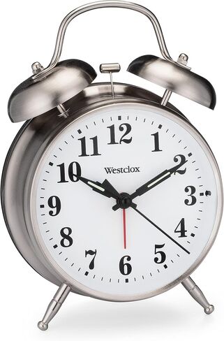 Westclox Big Ben Gold Twin Bell Alarm Clock | Loud Alarm Clock for Heavy Sleepers | Battery Operated Analog Clock with Backlight for Bedside Table, Kids Room, Desk | Aesthetic Room Décor in Kuwait
