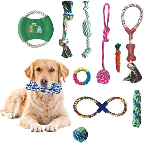 Growtail 10Pcs Dog Rope Toy for Aggressive Chewers Dog Chew Toys for Small Dogs Durable Puppy Teething in Kuwait