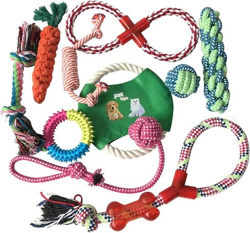 Growtail 10Pcs Dog Rope Toy for Aggressive Chewers Dog Chew Toys for Small Dogs Durable Puppy Teething in Kuwait