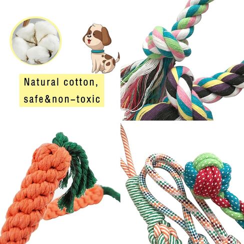 Growtail 10Pcs Dog Rope Toy for Aggressive Chewers Dog Chew Toys for Small Dogs Durable Puppy Teething in Kuwait