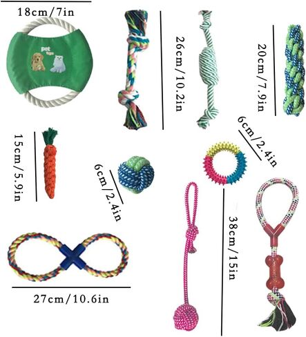 Growtail 10Pcs Dog Rope Toy for Aggressive Chewers Dog Chew Toys for Small Dogs Durable Puppy Teething in Kuwait
