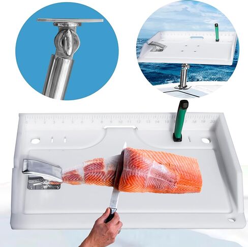 لوح تقطيع للقارب - طاولة طعم لتنظيف الاسماك، لوح فيليه السمك مع مشبك، محطة طعم حامل قضيب من الستانلس ستيل للقارب in Kuwait
