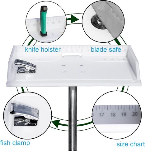لوح تقطيع للقارب - طاولة طعم لتنظيف الاسماك، لوح فيليه السمك مع مشبك، محطة طعم حامل قضيب من الستانلس ستيل للقارب in Kuwait