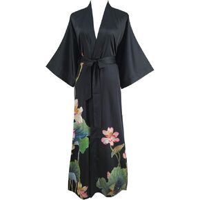 Ledamon Women's Kimono Long Robe - Classic Floral Bathrobe Nightgown in Saudi Arabia
