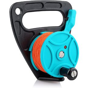 Scuba Dive Reel with Thumb Stopper, 150-foot High Visibility Retractable Line Diving Reel Finger Spool with Handle Stop Switch for Cave and Wreck Exploration, Kayaking Anchor, Spear Fishing, SMB