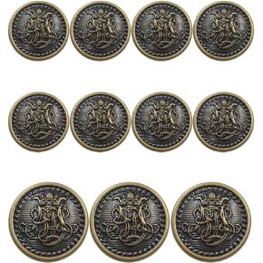 KENDANY 14 Pieces Metal Blazer Button Set - Naval Anchor Crest - for Blazer, Suits, Sport Coat, Uniform, Jacket (Gold 18MM 23MM)