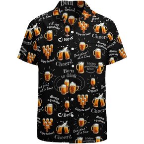 LEOPOM Men's Novelty Button Up Shirt Funky Short Sleeve Party Shirts Casual Hawaiian Beach Shirt