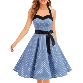 DRESSTELLS Women's 1950s Vintage Cocktail Party Retro Halter Wedding Guest Rockabilly Pinup Audrey Hepburn Dresses in Saudi Arabia
