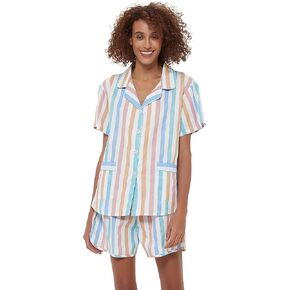 GLOBAL Womens Pajama Set Short Sleeve PJs for Women cotton Pajamas Summer Sleepwear