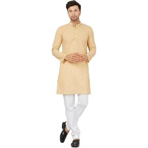 Men's Cotton Embroidered Kurta Pajama Set Indian Traditional Festive Wedding Eid Party Wear Grooms Outfit Kurta for Mens in Saudi Arabia
