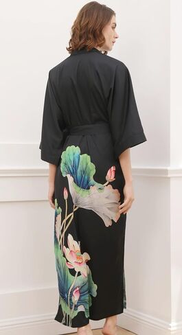 Ledamon Women's Kimono Long Robe - Classic Floral Bathrobe Nightgown in Kuwait