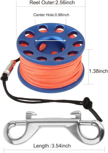 YUNNLEZT 5ft Surface Marker Buoy SMB Scuba Diving with 98ft Aluminum Finger Spool Reel and Double Ended Bolt Clip for Underwater Diving Snorkeling in Kuwait